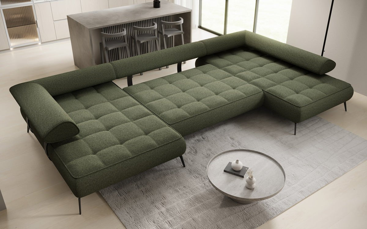 Designer U Sofa Sydney Bouclé with electric sleeping function