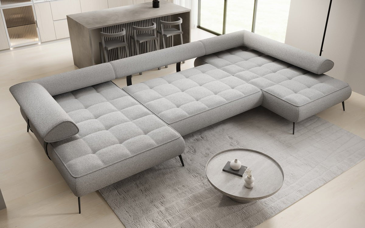 Designer U Sofa Sydney Bouclé with electric sleeping function