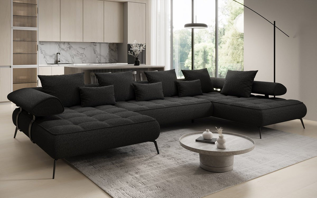 Designer U Sofa Sydney Bouclé with electric sleeping function