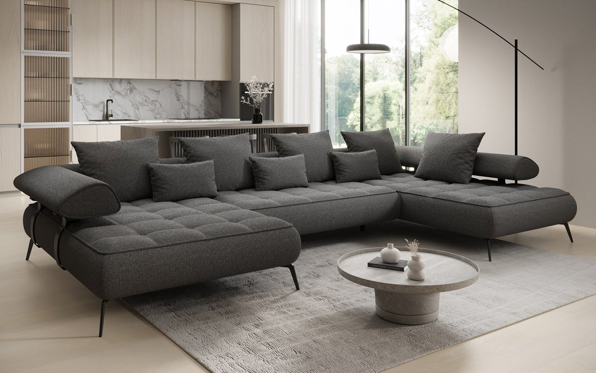 Designer U Sofa Sydney Bouclé with electric sleeping function