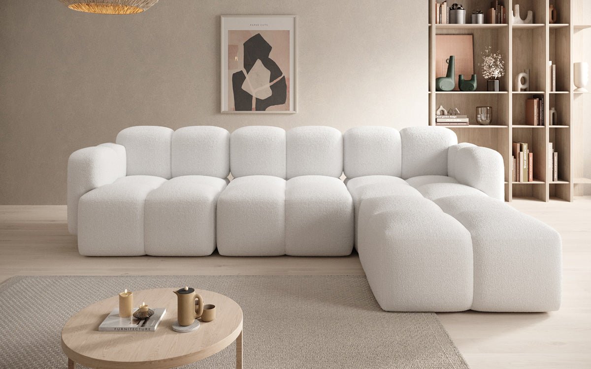 Designer L-shaped Sofa Celly in Bouclé
