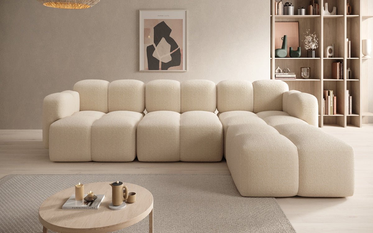 Designer L-shaped Sofa Celly in Bouclé