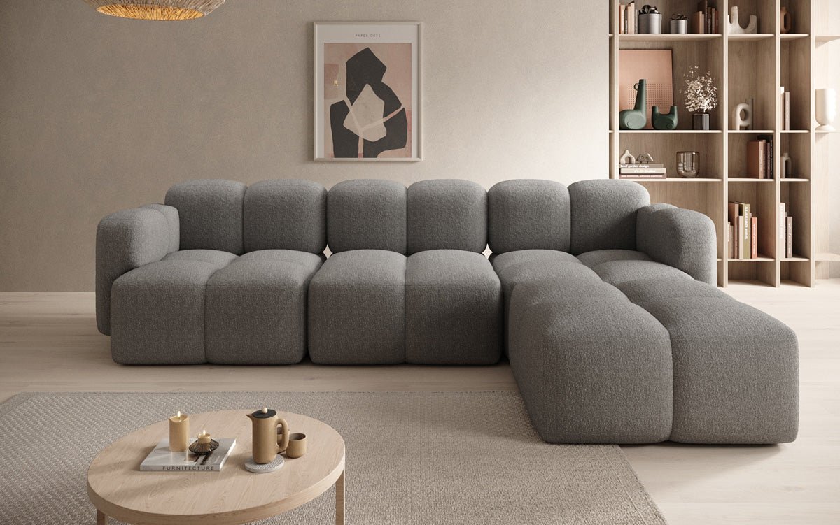 Designer L-shaped Sofa Celly in Bouclé