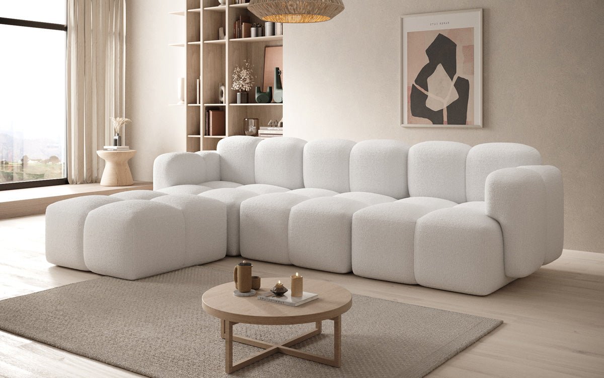 Designer L-shaped Sofa Celly in Bouclé