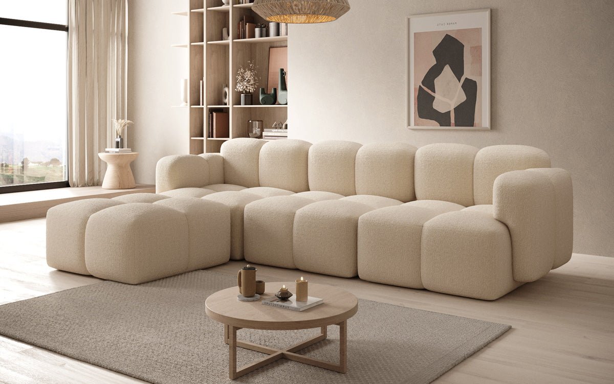 Designer L-shaped Sofa Celly in Bouclé