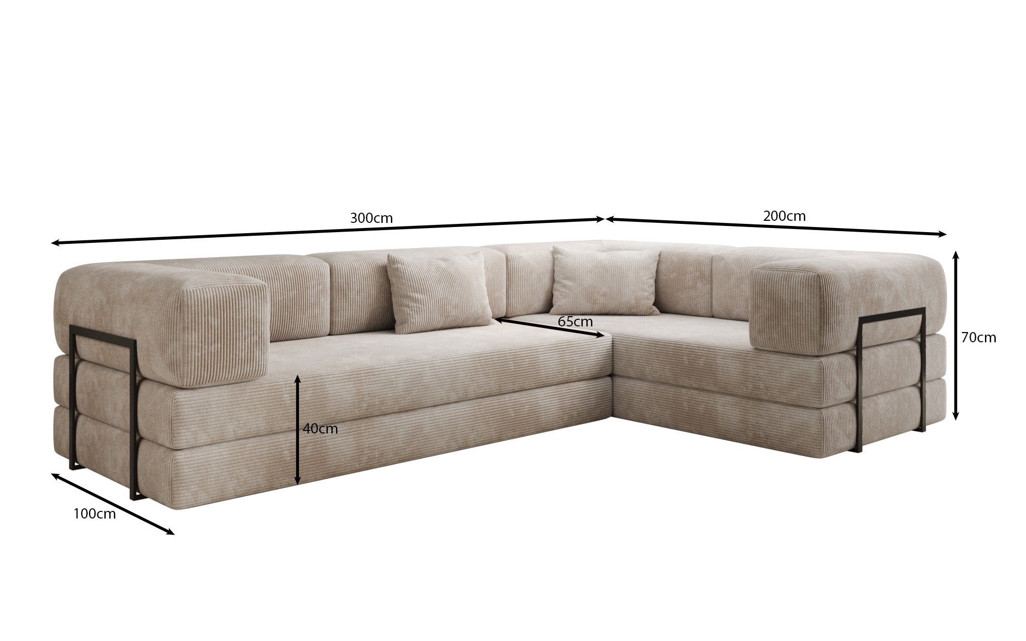 Designer Sofa Lazy L gesloten in Cord