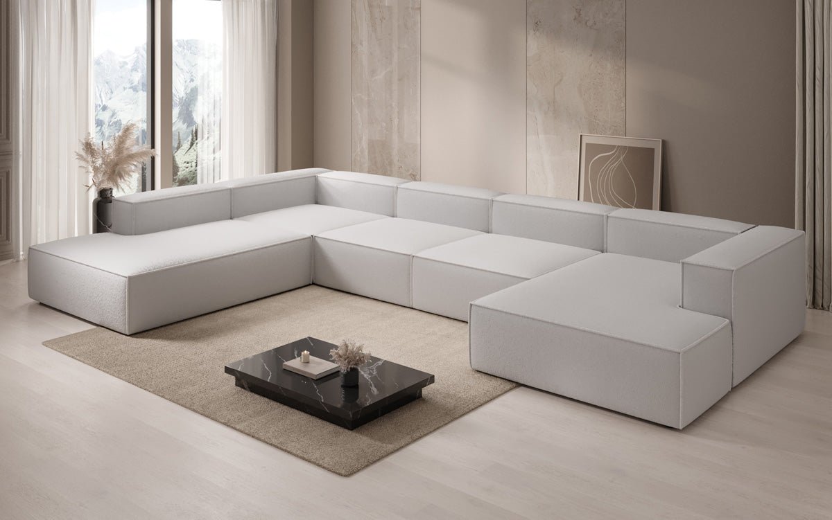 Designer Sofa Lesley U XXL in Bouclé