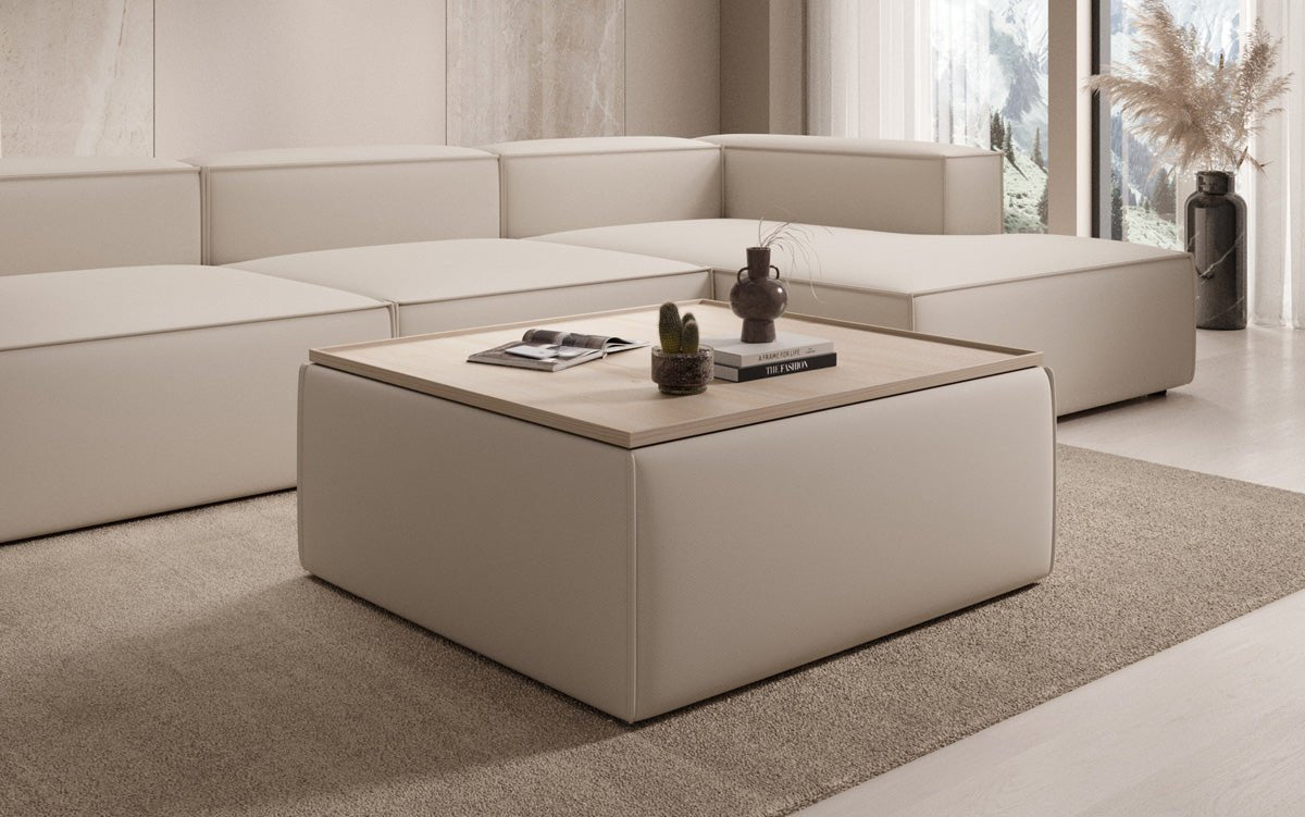 Lesley side stool/coffee table with storage in fabric