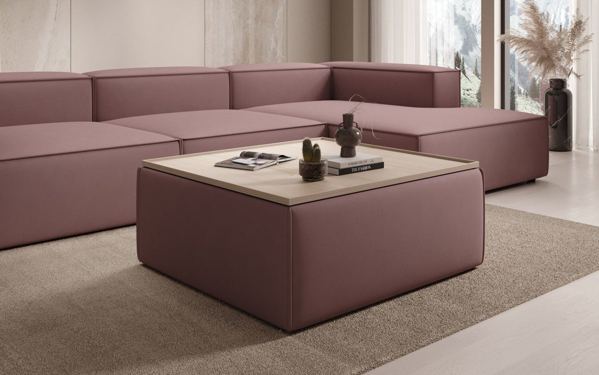 Lesley side stool/coffee table with storage in fabric