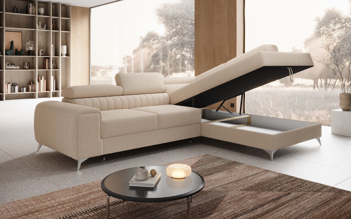 Designerbank Aurea L met slaap- en klapfunctie in Bouclé