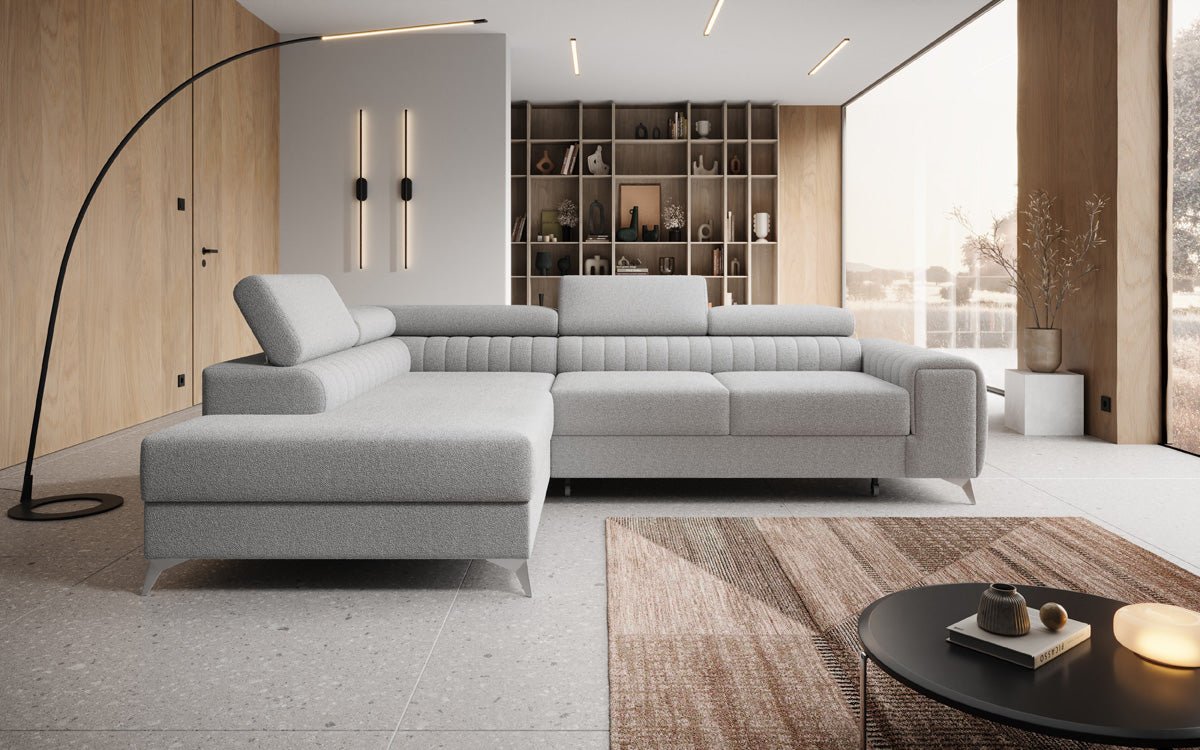 Designerbank Aurea L met slaap- en klapfunctie in Bouclé