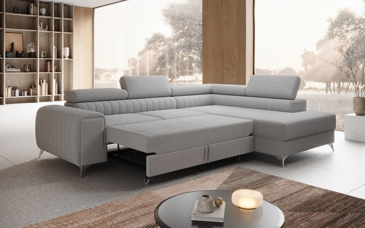 Designerbank Aurea L met slaap- en klapfunctie in Bouclé