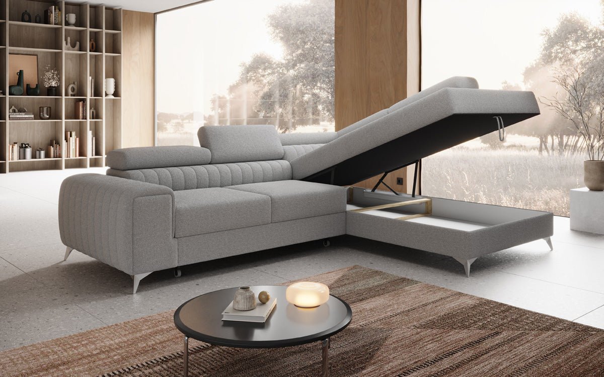 Designerbank Aurea L met slaap- en klapfunctie in Bouclé