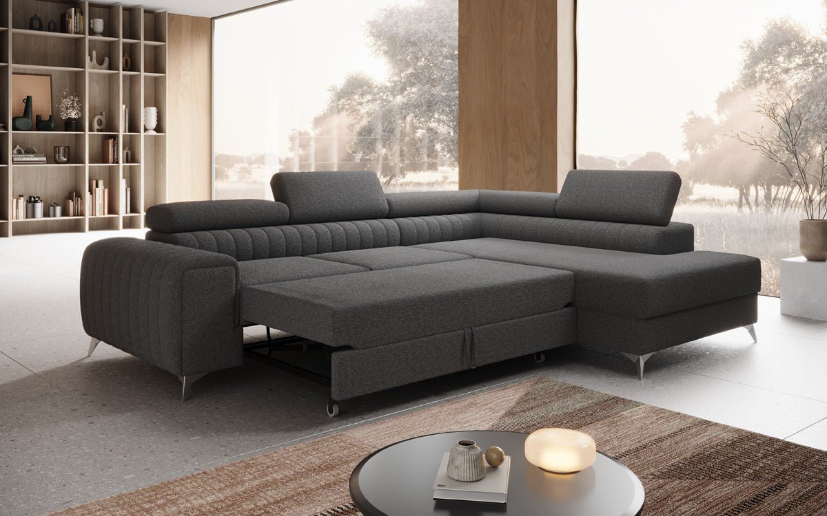 Designerbank Aurea L met slaap- en klapfunctie in Bouclé
