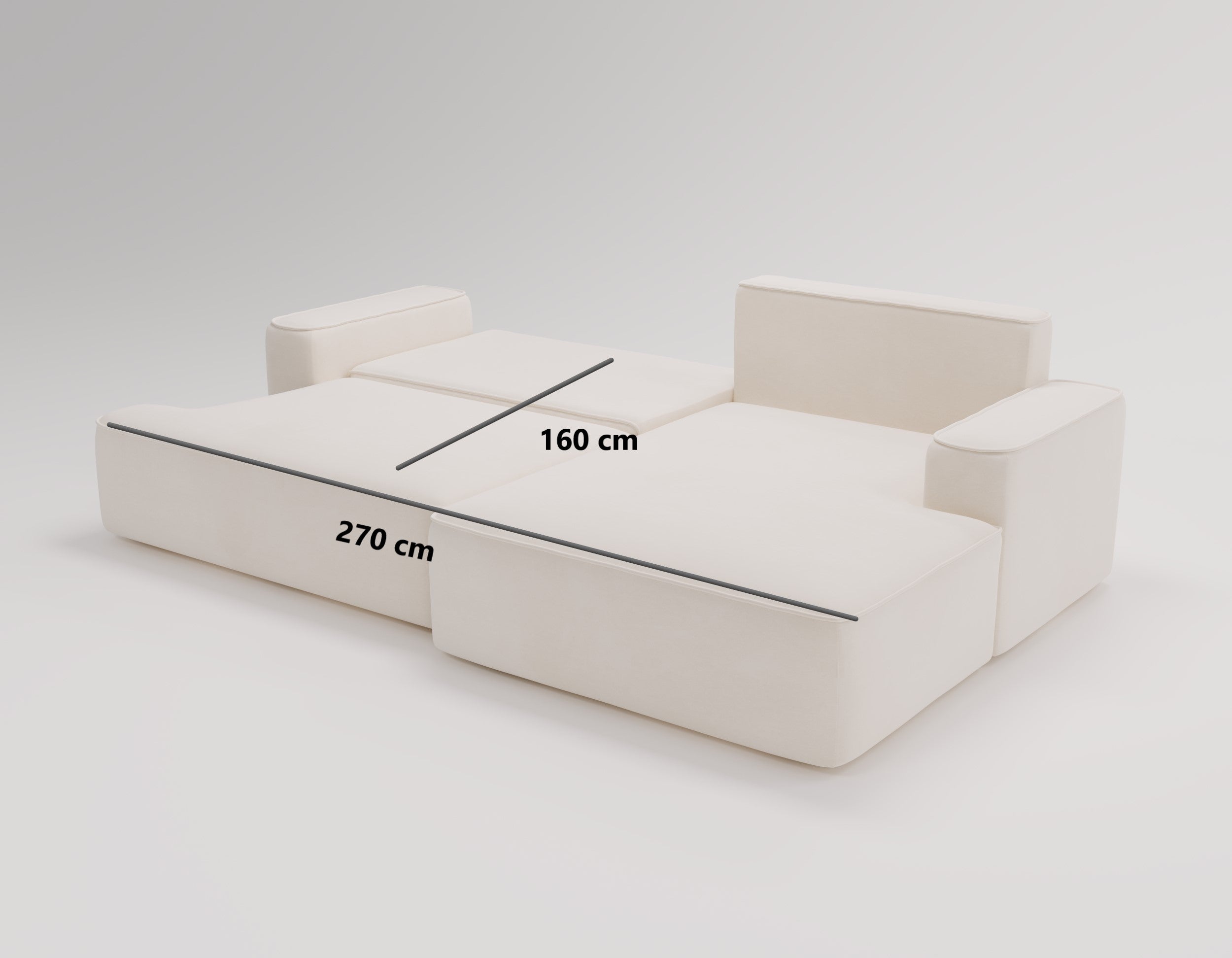 Designer Sofa Fresh Bouclé met slaapfunctie en opbergruimte