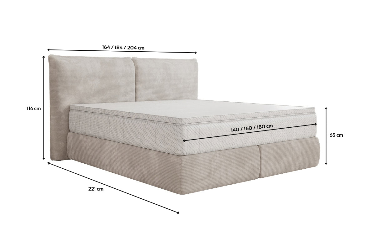Boxspringbed Pillo in Ribstof