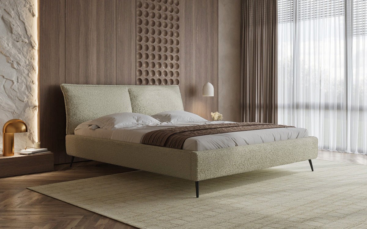 Designer Polsterbett Zoe Bouclé met opbergruimte