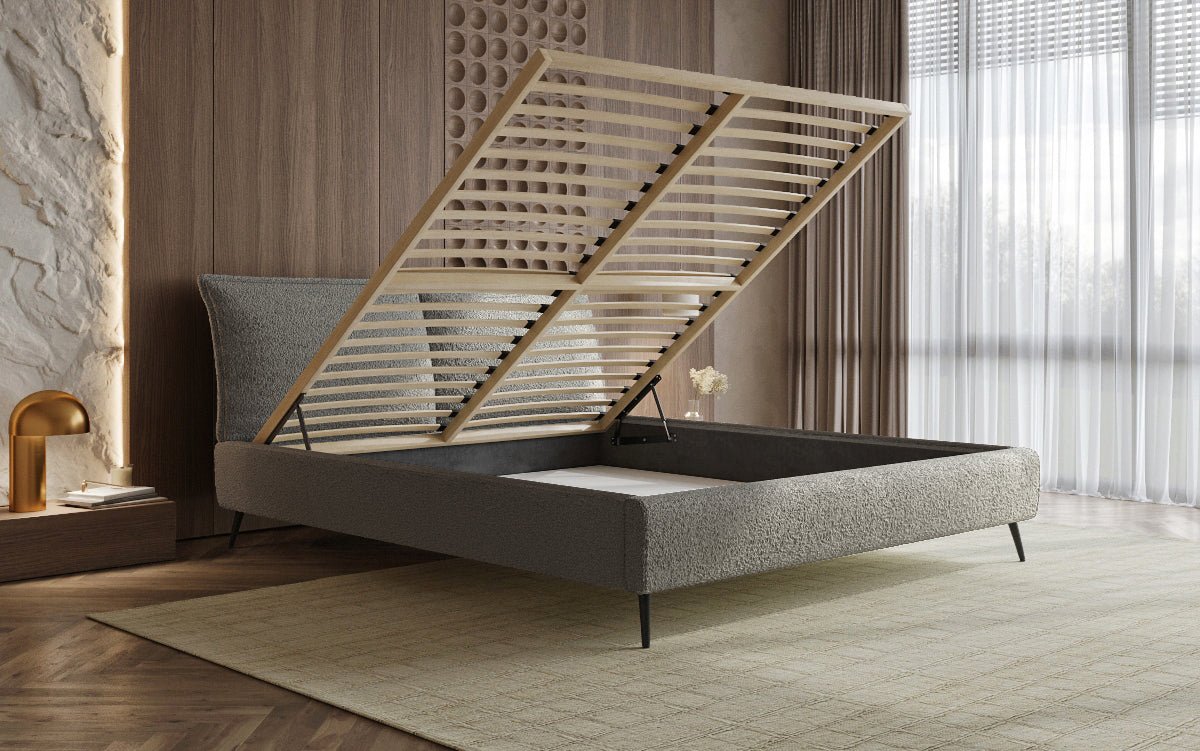 Designer Polsterbett Zoe Bouclé met opbergruimte