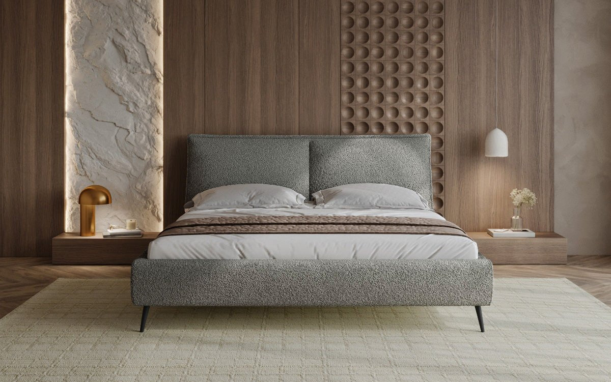 Designer Polsterbett Zoe Bouclé met opbergruimte