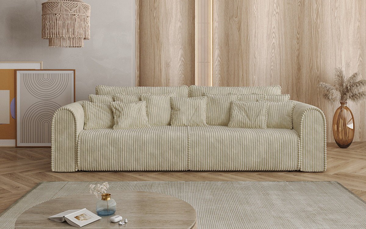 Designerbank Big Buddy 3-zits met slaapfunctie en opbergruimte in breed ribfluweel