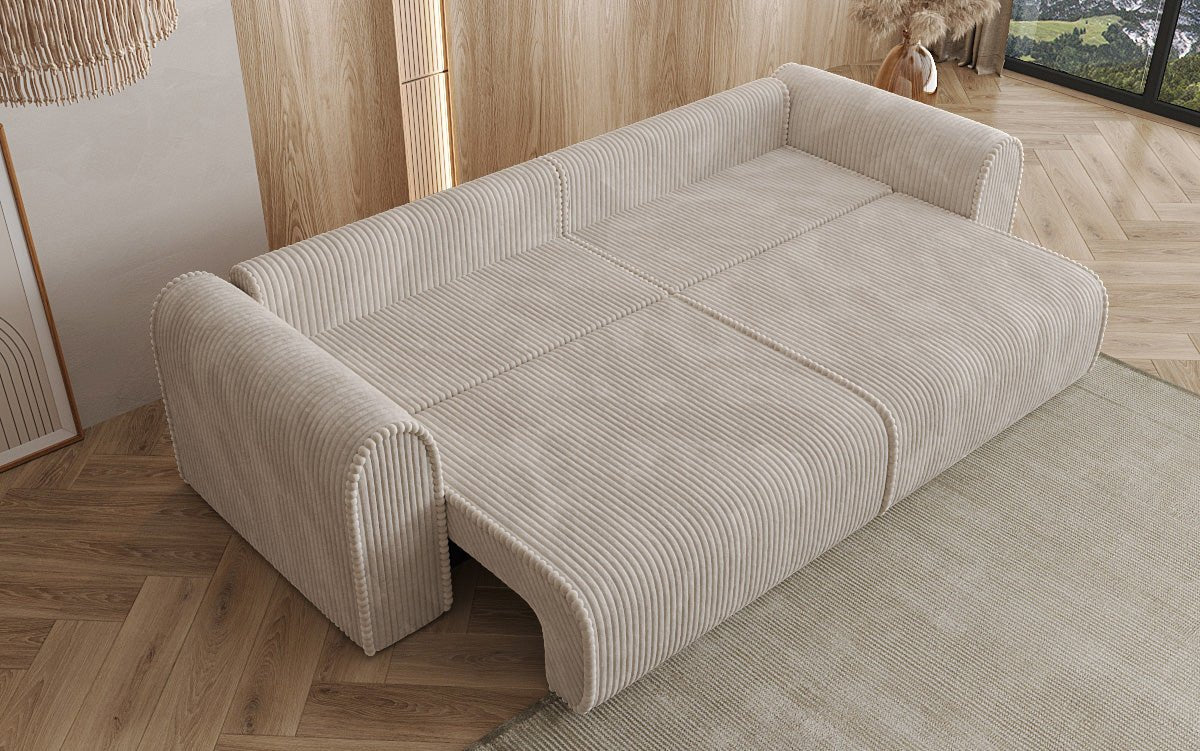 Designerbank Big Buddy 3-zits met slaapfunctie en opbergruimte in breed ribfluweel