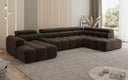 Designersofa woonlandschap Mia met elektrische zitverlenging in Chenille