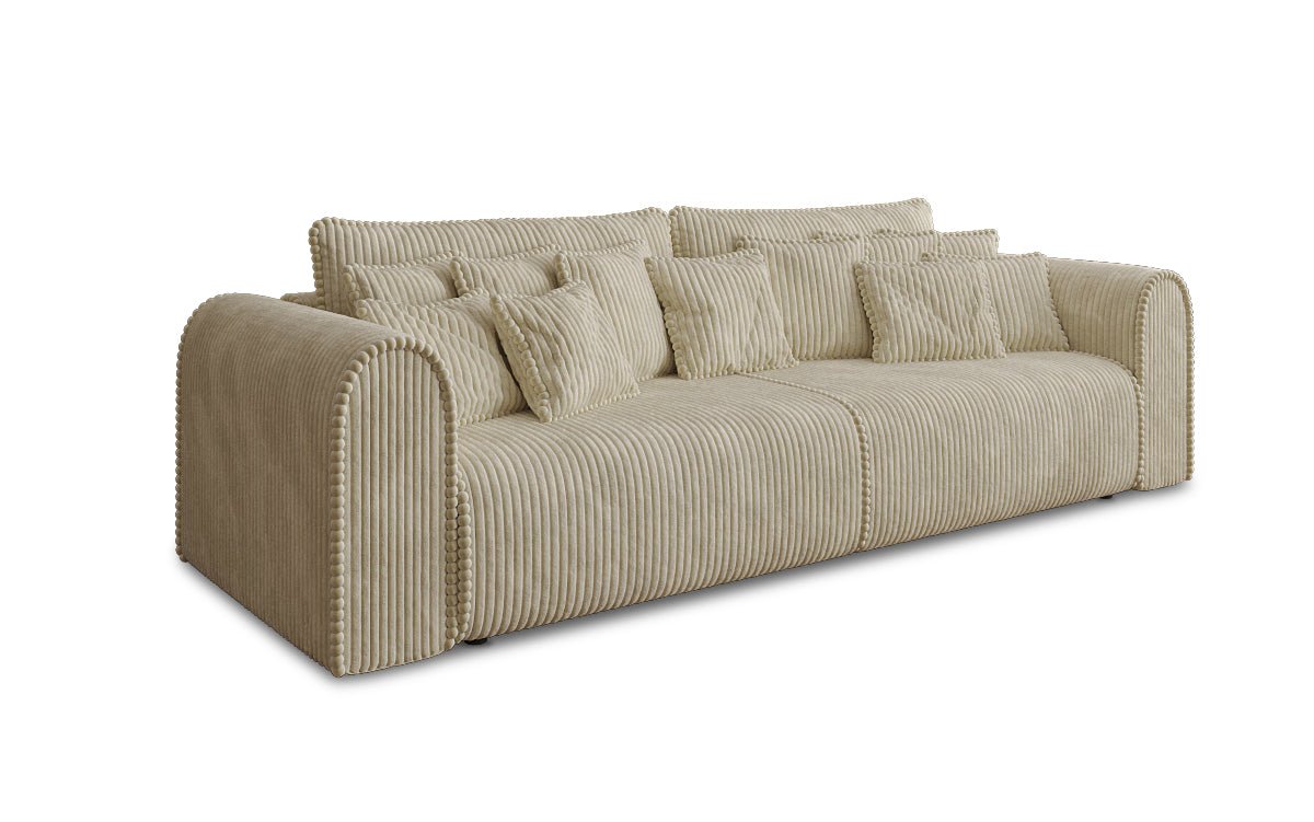 Designerbank Big Buddy 3-zits met slaapfunctie en opbergruimte in breed ribfluweel