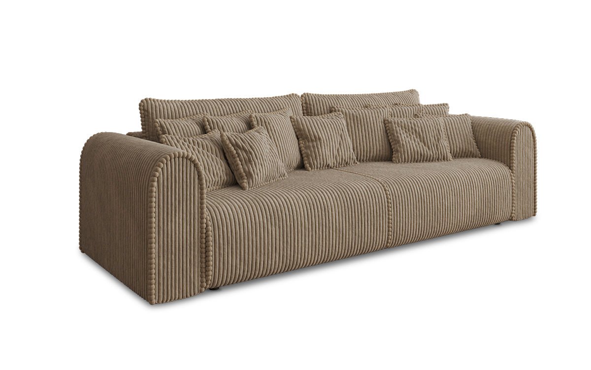 Designerbank Big Buddy 3-zits met slaapfunctie en opbergruimte in breed ribfluweel
