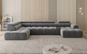 Designersofa woonlandschap Mia met elektrische zitverlenging in Chenille