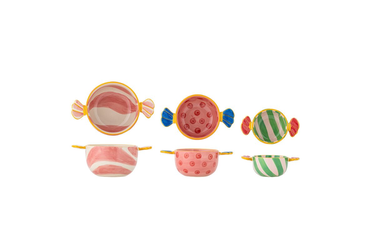 Schalen-Set Pelang – handgeschilderd aardewerk in bonte kleuren (set van 3)