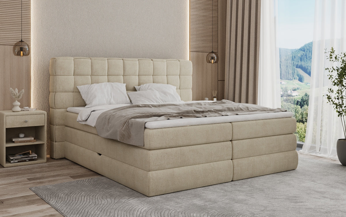 Boxspringbed Trama met opbergruimte in Fluweel