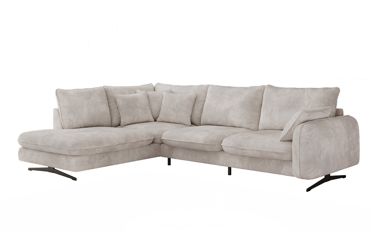 Designhoekbank Laguna met metalen poten in Ribstof