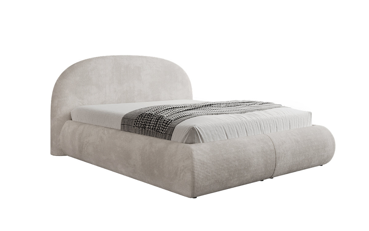 Design gestoffeerd bed Loop in Ribstof met opbergruimte