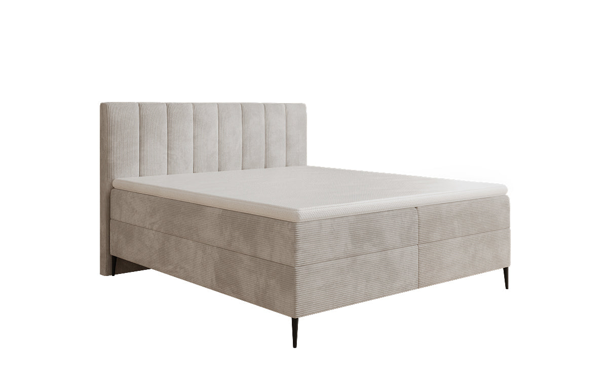 Boxspringbed Lucca in Ribstof met opbergruimte en poten