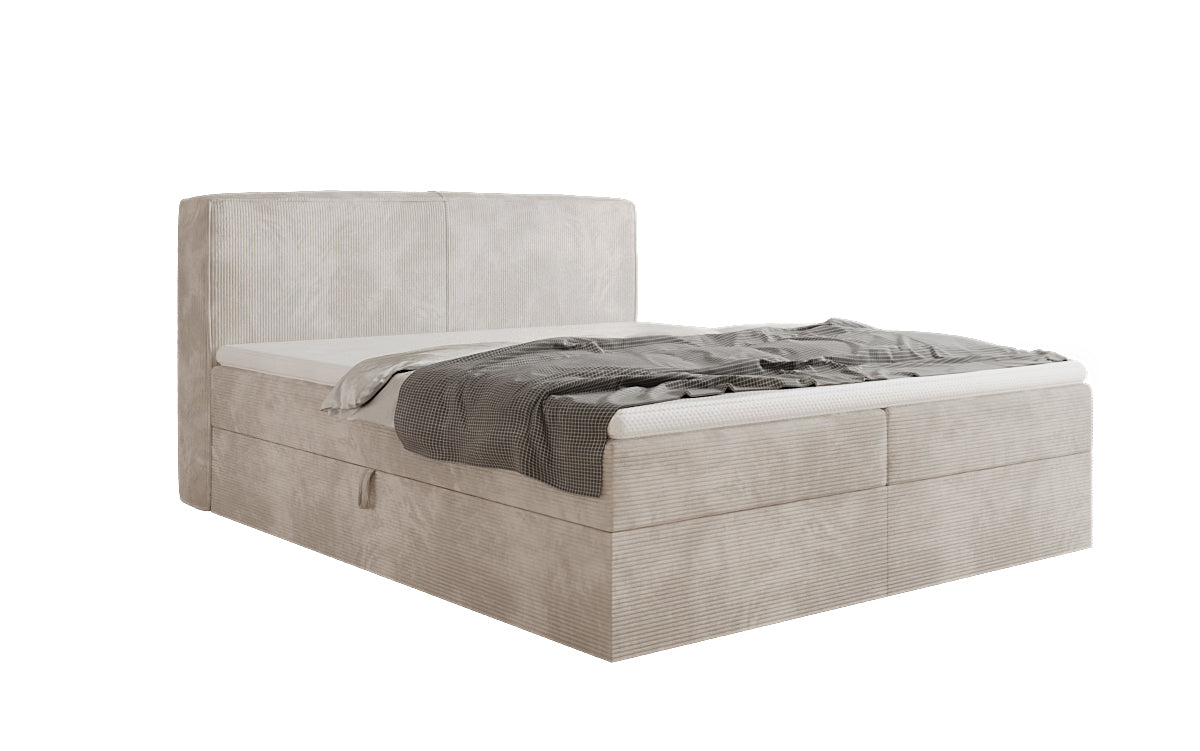 Boxspringbed Marea in Ribstof met opbergruimte