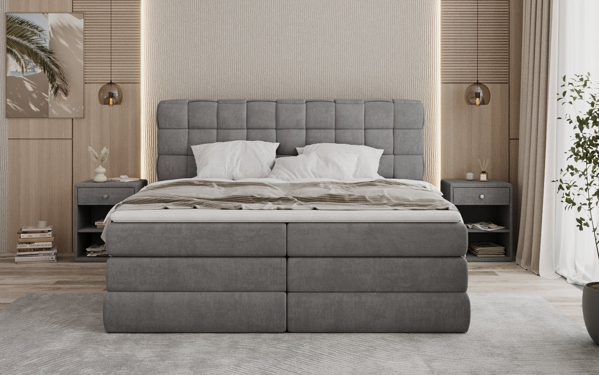 Boxspringbed Trama met opbergruimte in Fluweel