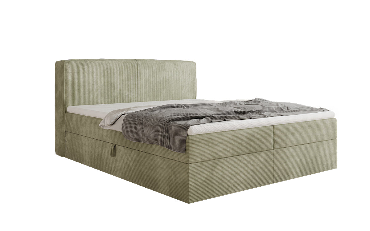 Boxspringbed Marea in Ribstof met opbergruimte