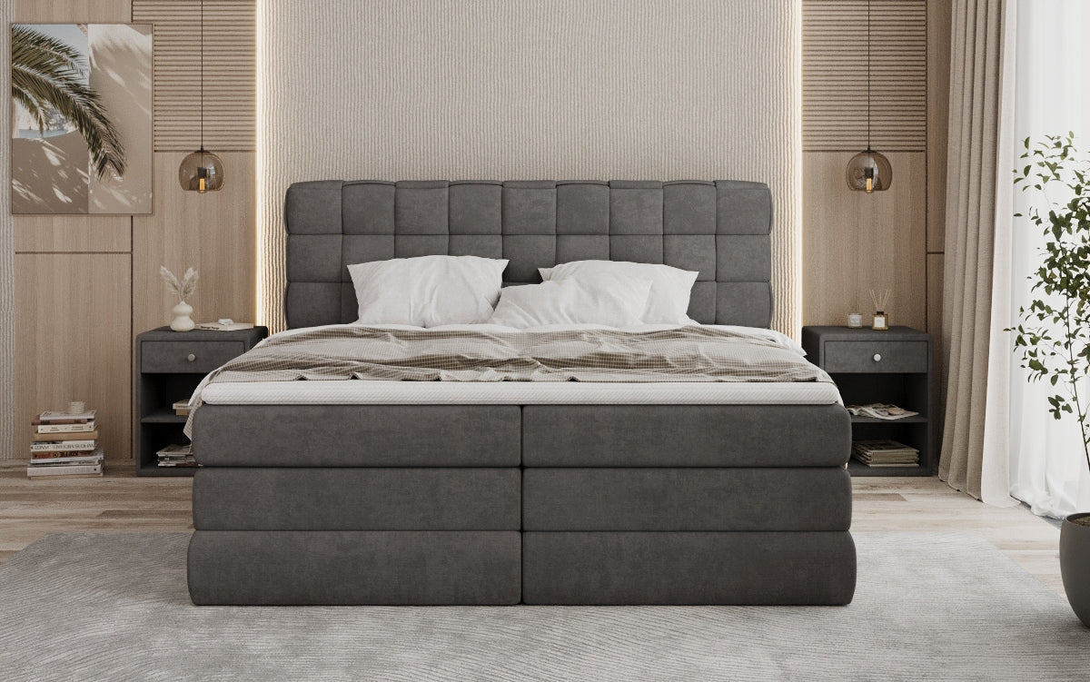 Boxspringbed Trama met opbergruimte in Stof