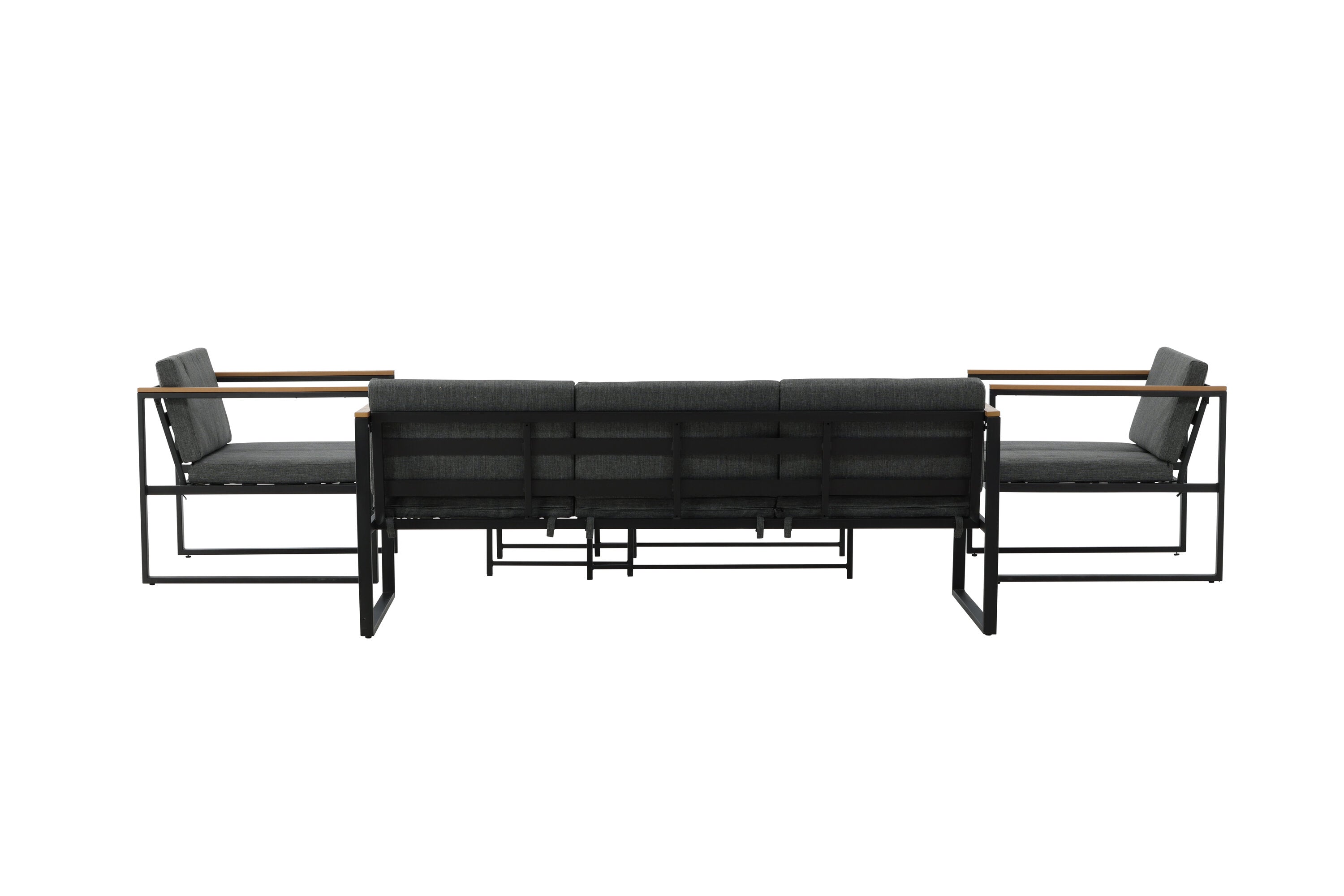 Loungeset Sunrise - van zwart staal incl. glazen tafels