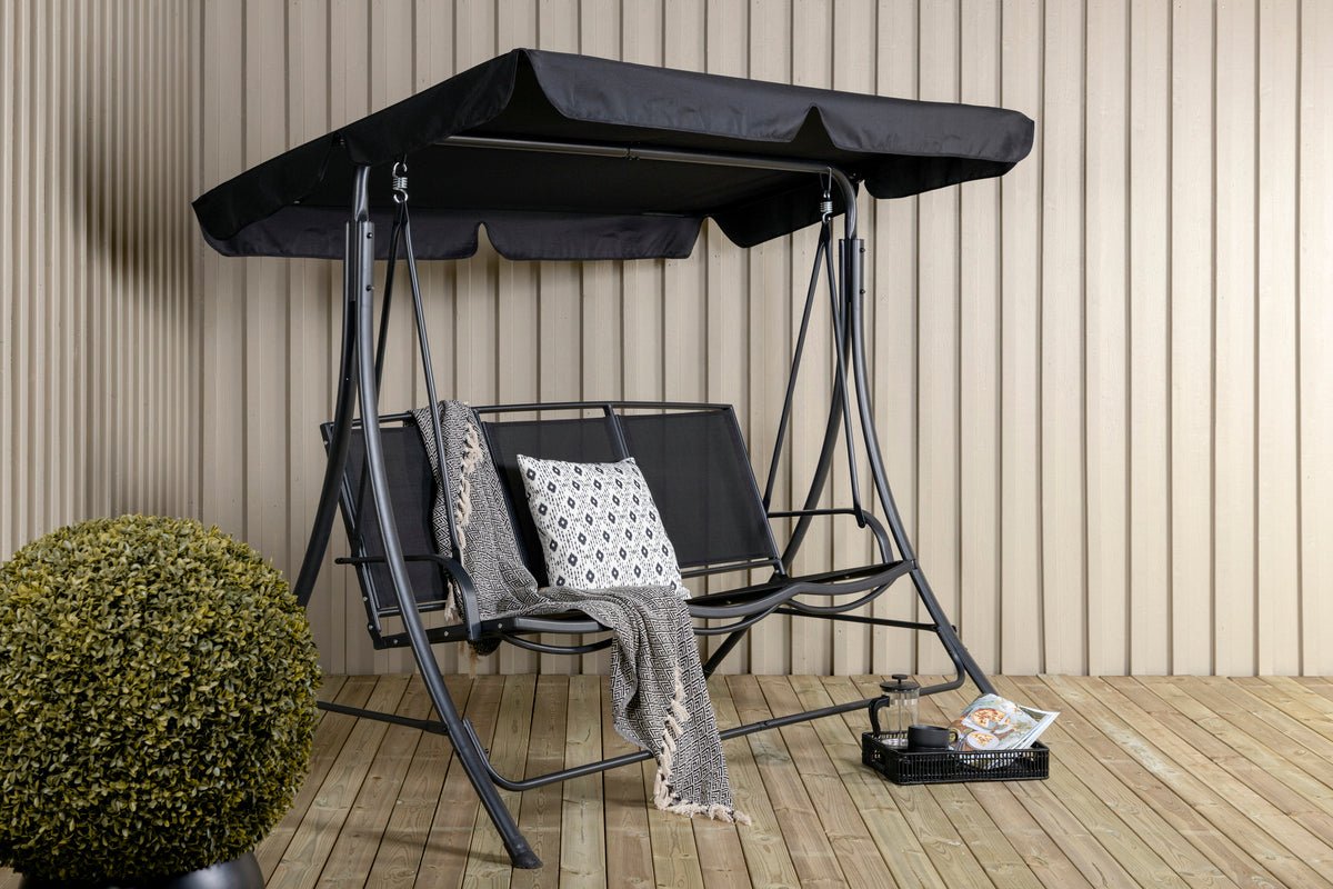 Tuin Hollywoodschommel Madeira - met polyester bekleding en stalen frame in Zwart