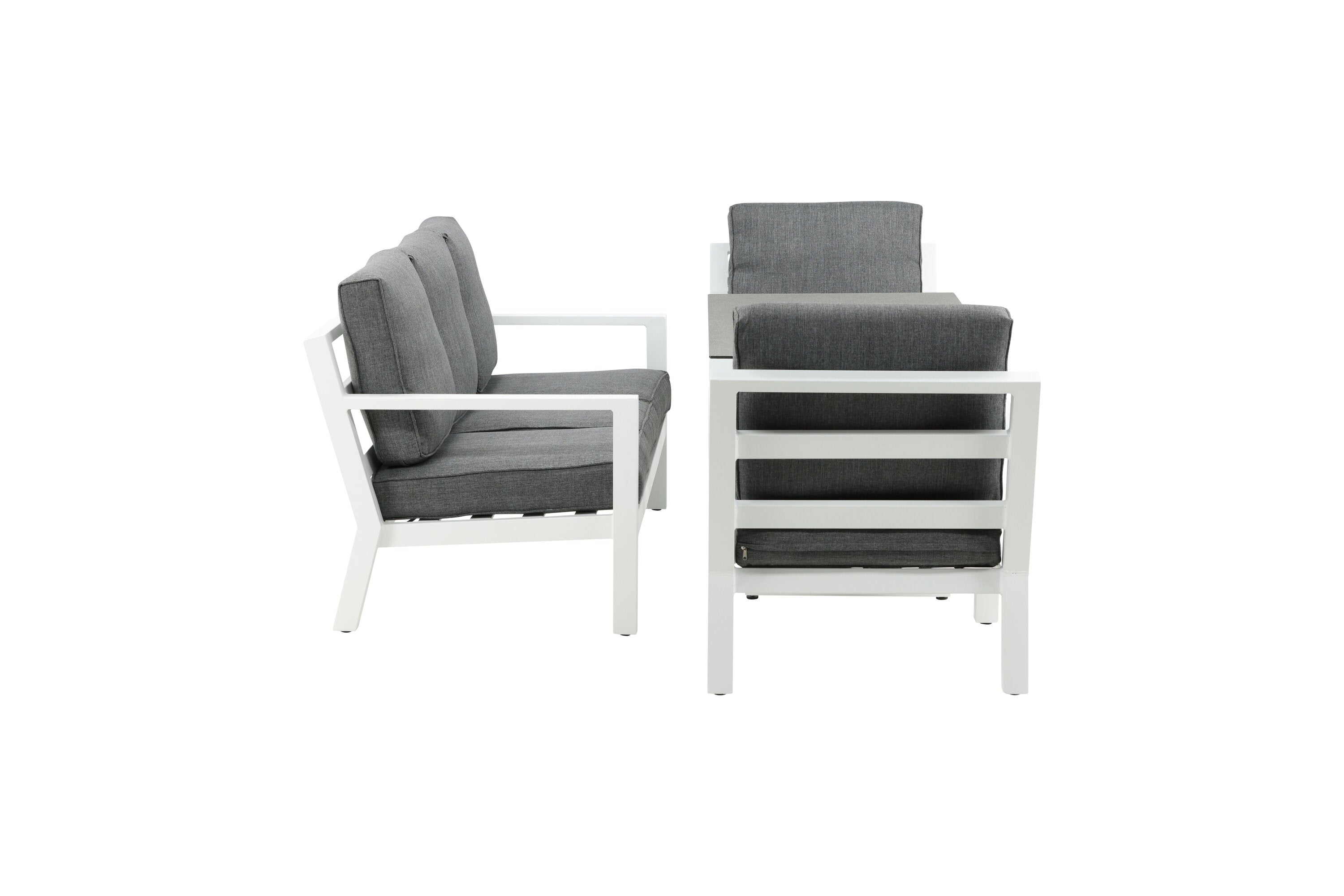 Tuin loungeset Jenni – in Wit & Grijs met glasplaat