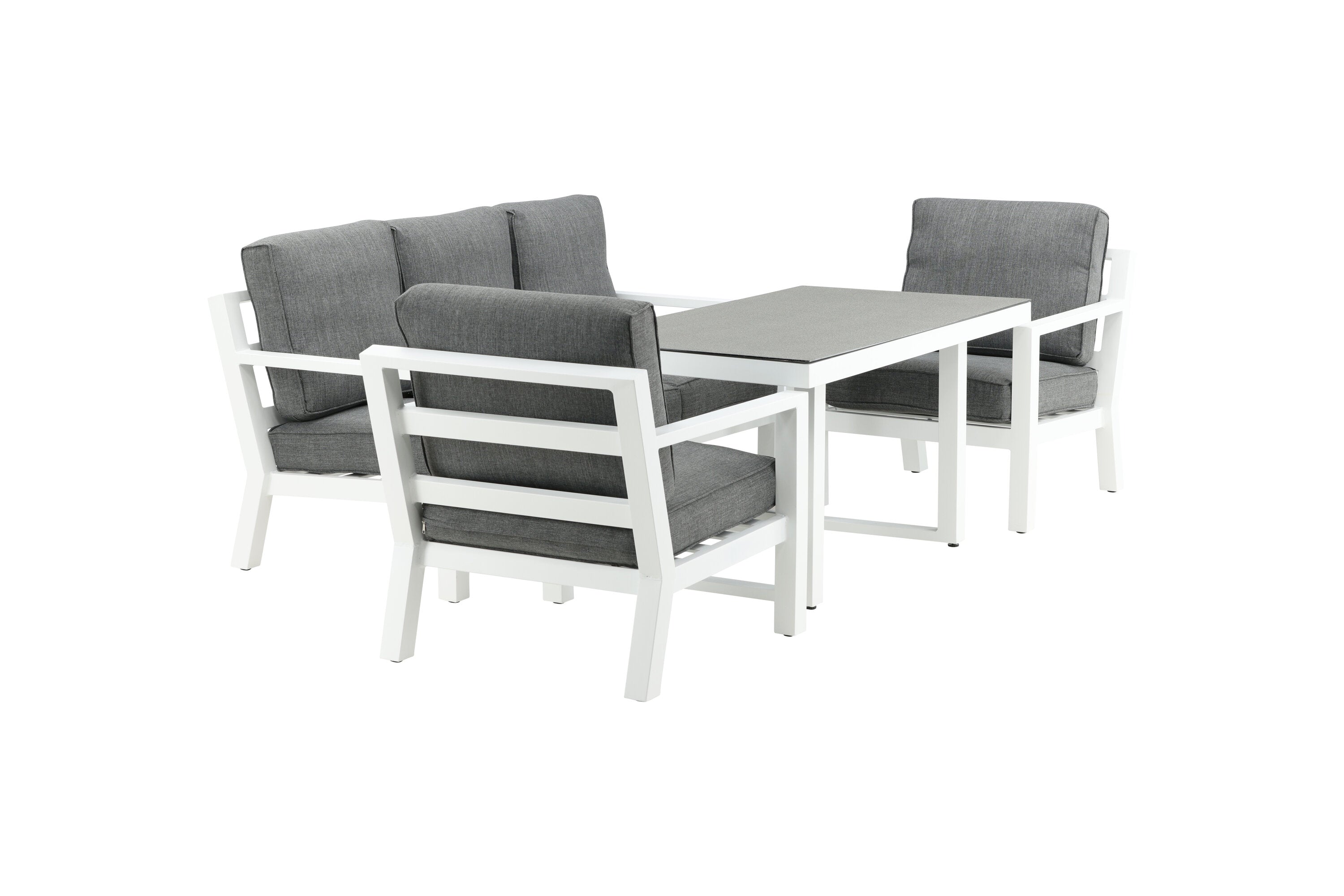 Tuin loungeset Jenni – in Wit & Grijs met glasplaat