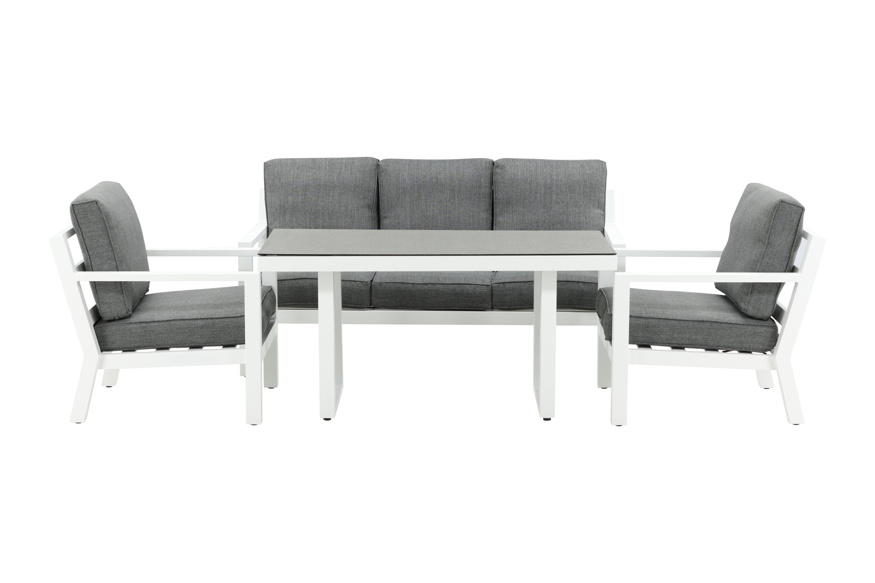 Tuin loungeset Jenni – in Wit & Grijs met glasplaat