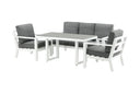 Tuin loungeset Jenni – in Wit & Grijs met glasplaat