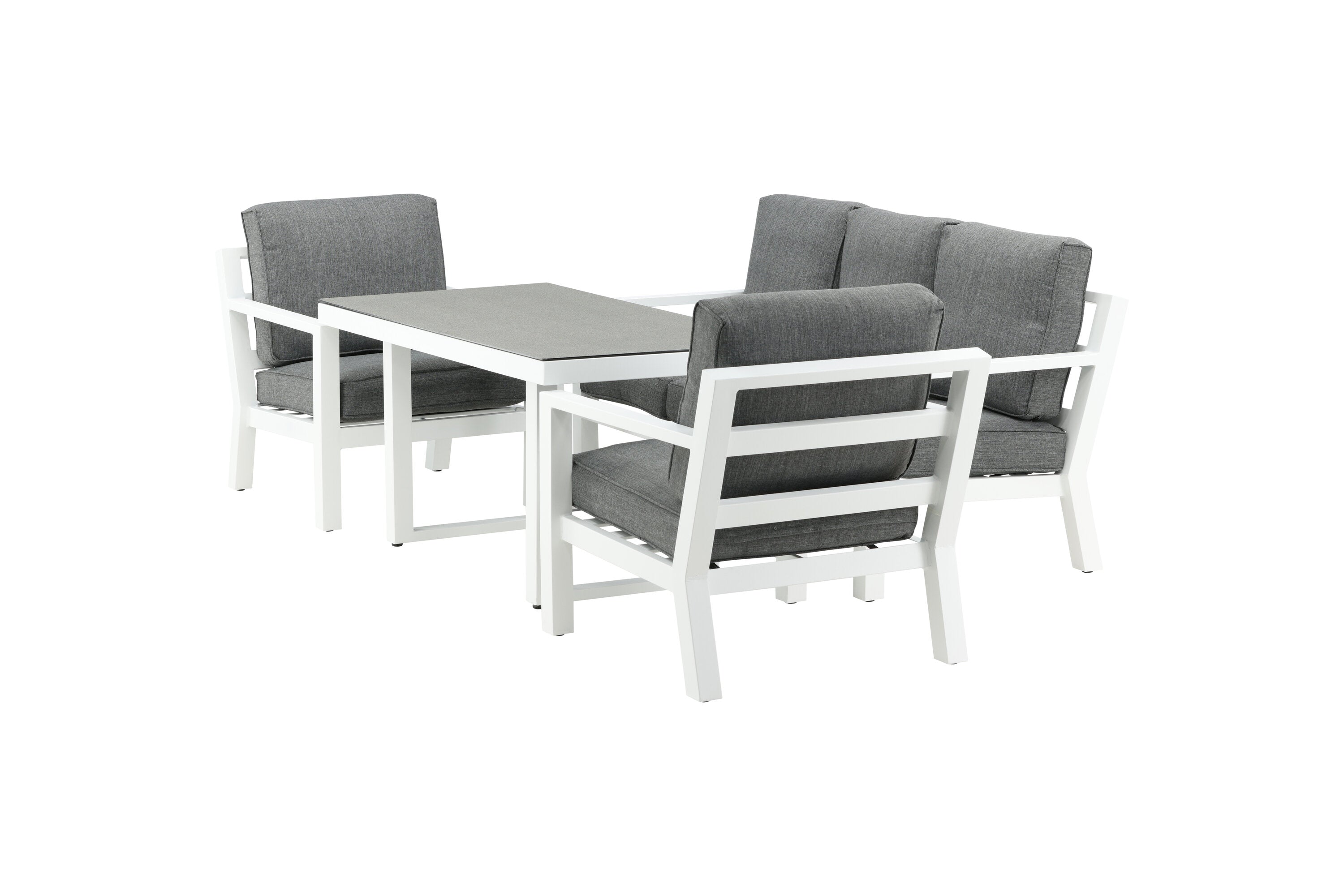 Tuin loungeset Jenni – in Wit & Grijs met glasplaat