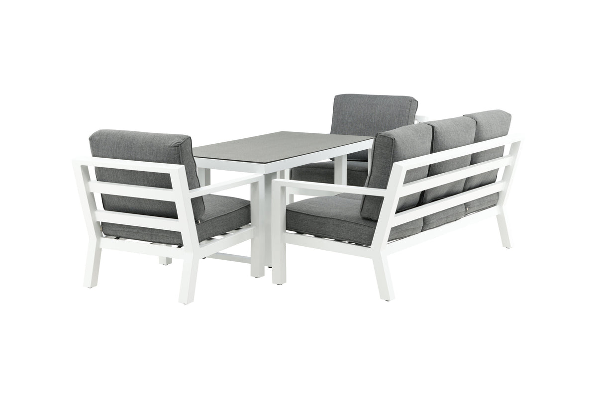Tuin loungeset Jenni – in Wit & Grijs met glasplaat