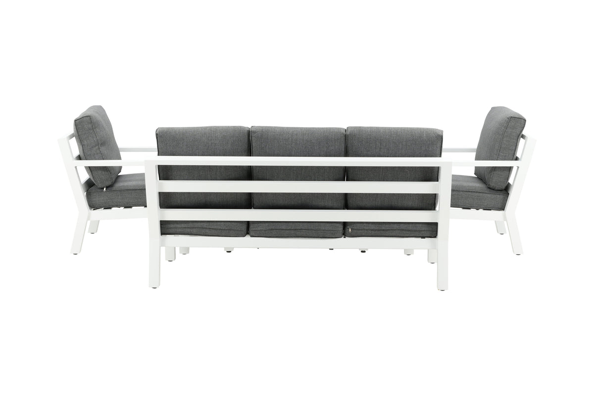 Tuin loungeset Jenni – in Wit & Grijs met glasplaat