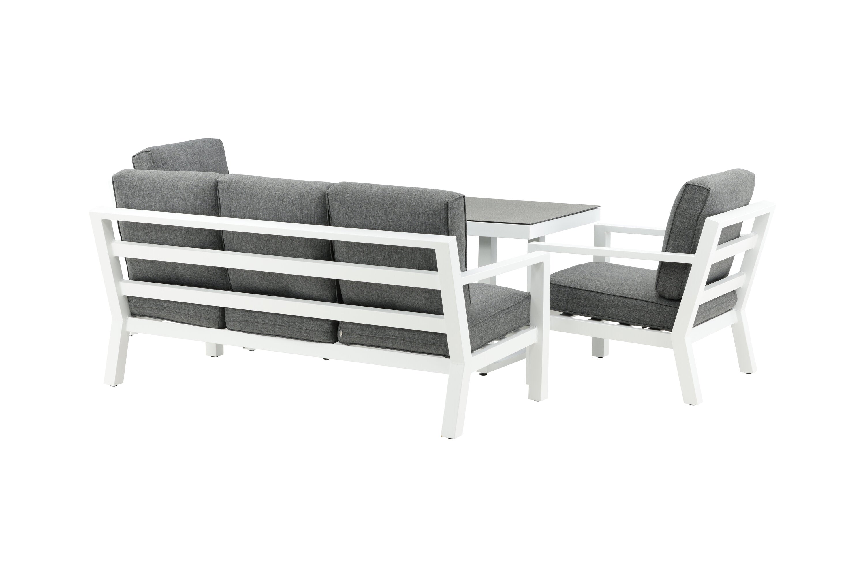 Tuin loungeset Jenni – in Wit & Grijs met glasplaat