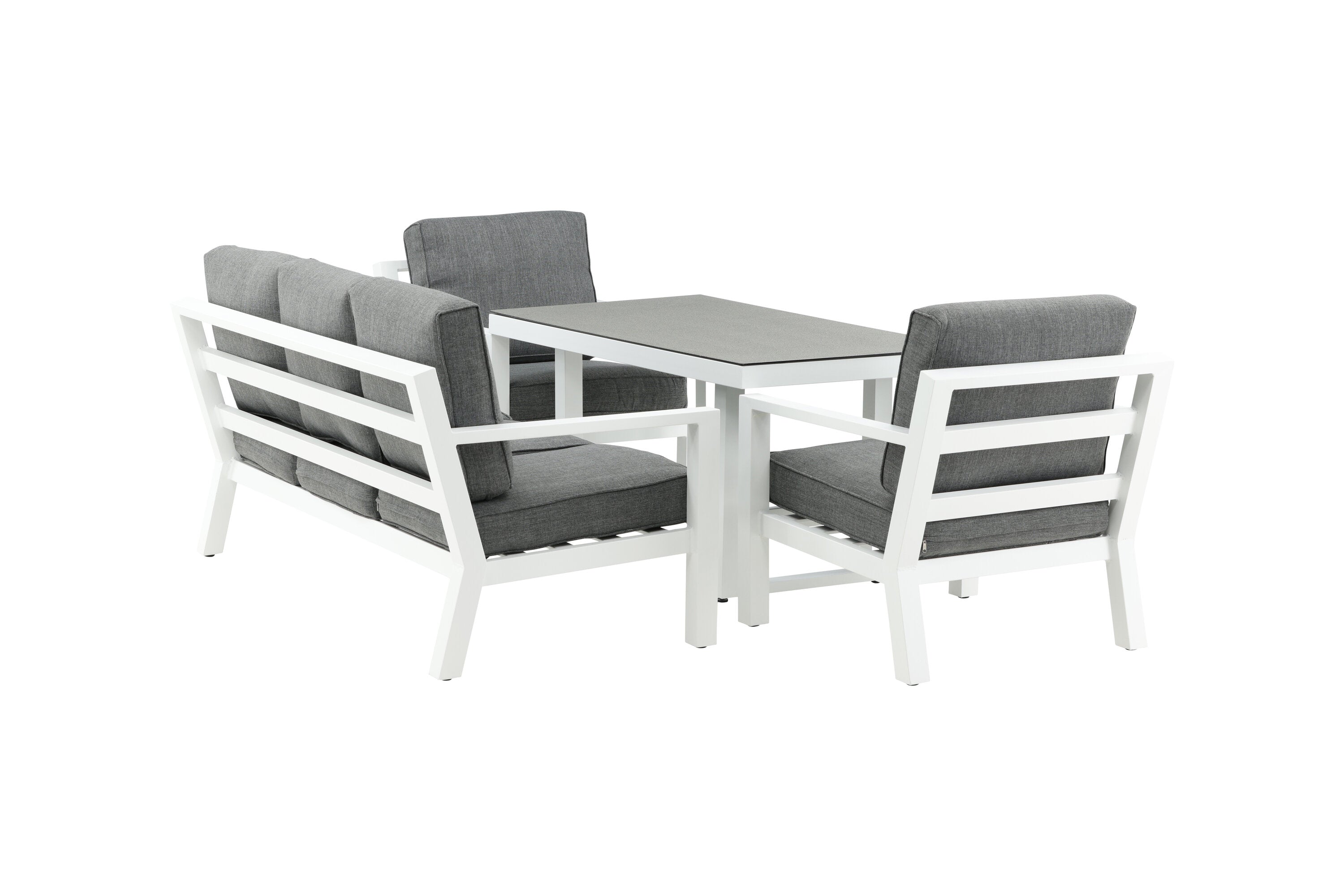 Tuin loungeset Jenni – in Wit & Grijs met glasplaat