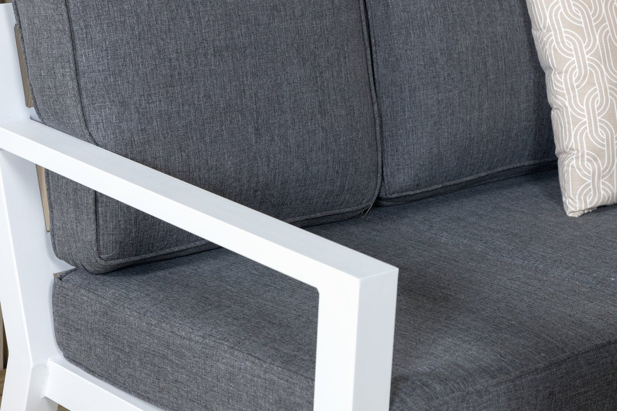 Tuin loungeset Jenni – in Wit & Grijs met glasplaat